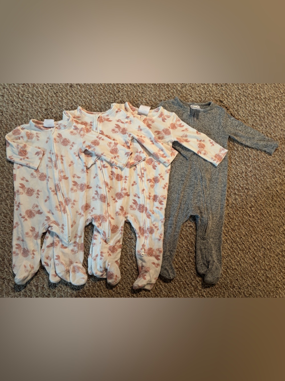 Lot of 4 aden + anais Snuggle Knit Baby Long Sleeve, One-Piece Footed Sleepers